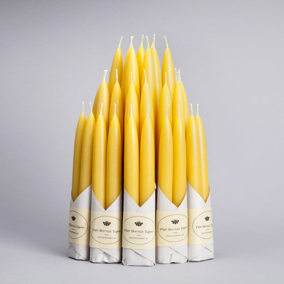Natural Yellow Beeswax Tapers - Candlesticks