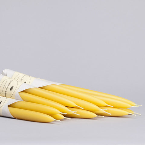 Natural Yellow Beeswax Taper Candles - Candlesticks