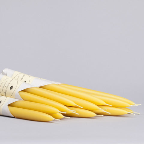 Natural Yellow Beeswax Tapers - Candlesticks