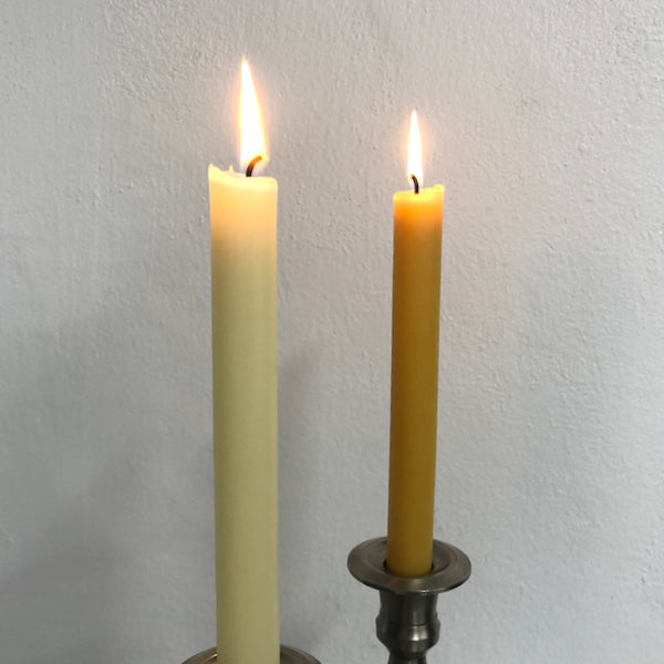 Natural Yellow Beeswax Taper Candles - Candlesticks